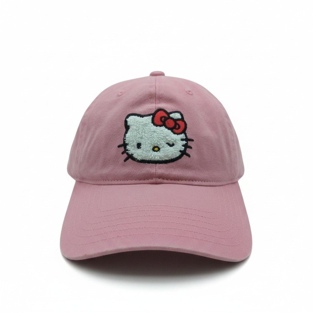 Hello Kitty Sanrio Pink Baseball Cap Chenille Patch Adjustable Hat NWT